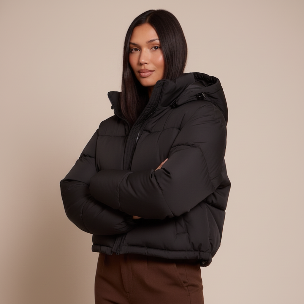 Women’s Quilted Hooded Puffer Jacket – Insulated Winter Coat