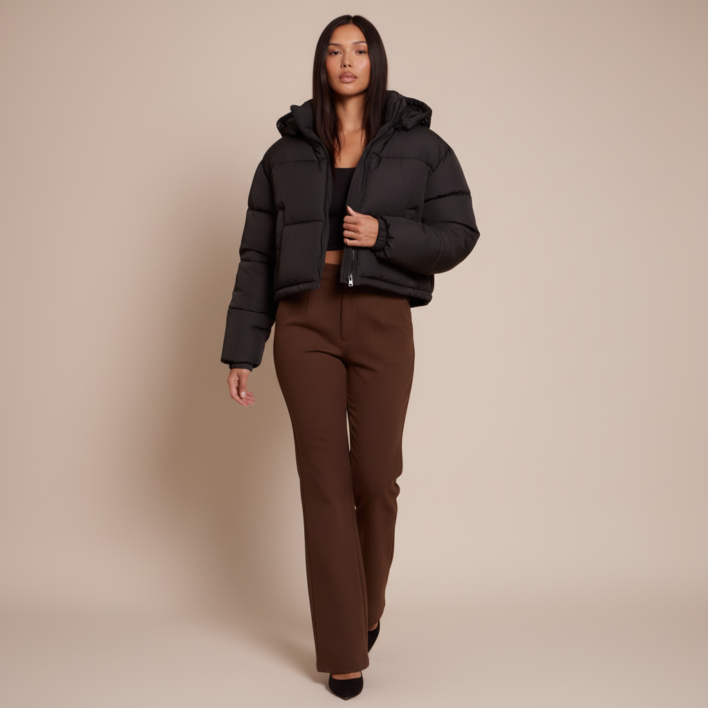Women’s Quilted Hooded Puffer Jacket – Insulated Winter Coat