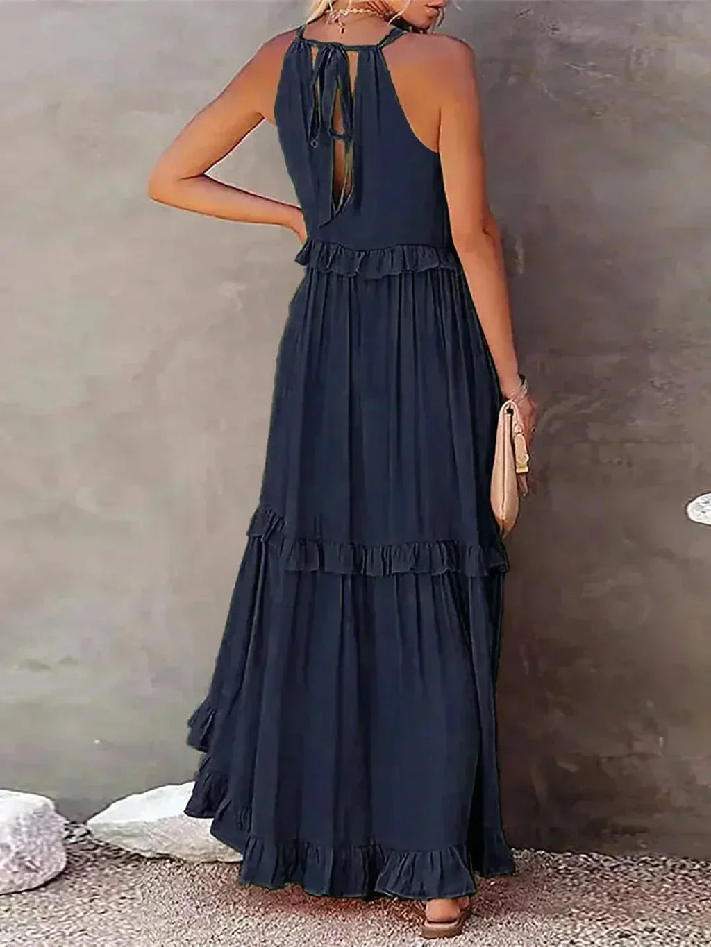 Women's Sleeveless Maxi Dress - Layered Ruffles Summer Wedding Guest Outfit