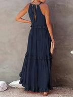 Women's Sleeveless Maxi Dress - Layered Ruffles Summer Wedding Guest Outfit