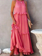 Women's Sleeveless Maxi Dress - Layered Ruffles Summer Wedding Guest Outfit
