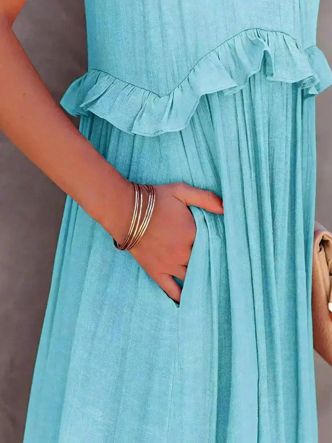 Women's Sleeveless Maxi Dress - Layered Ruffles Summer Wedding Guest Outfit