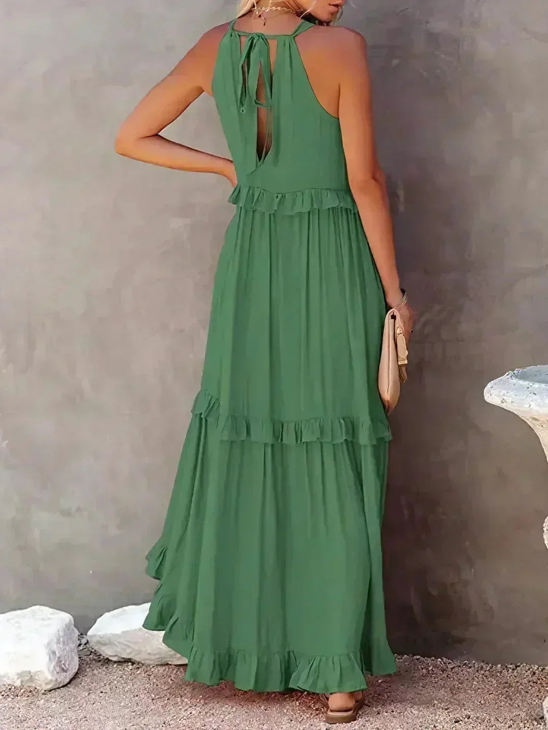 Women's Sleeveless Maxi Dress - Layered Ruffles Summer Wedding Guest Outfit
