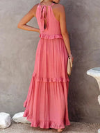 Women's Sleeveless Maxi Dress - Layered Ruffles Summer Wedding Guest Outfit