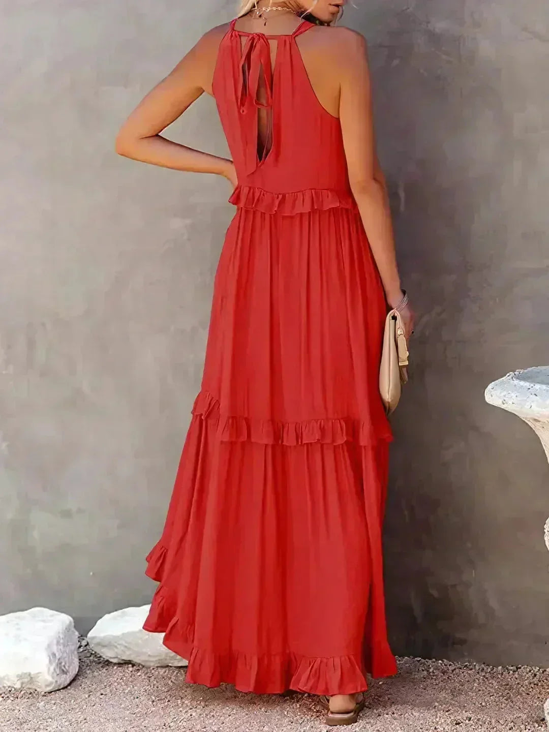Women's Sleeveless Maxi Dress - Layered Ruffles Summer Wedding Guest Outfit