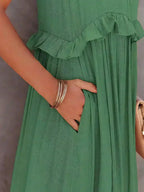 Women's Sleeveless Maxi Dress - Layered Ruffles Summer Wedding Guest Outfit