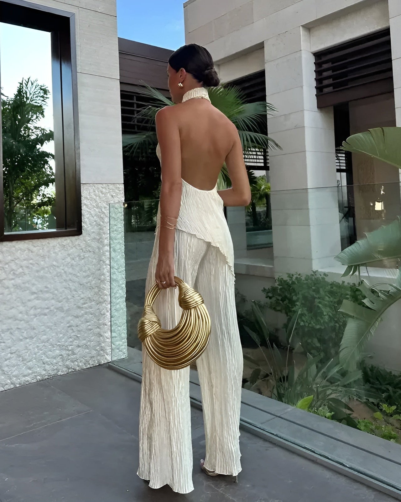 Women’s Asymmetrical Backless Jumpsuit – Elegant One-Piece Outfit