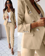 Women’s Tailored Suit – Double-Breasted Blazer & Trousers Set - Perfect for Weddings or Events
