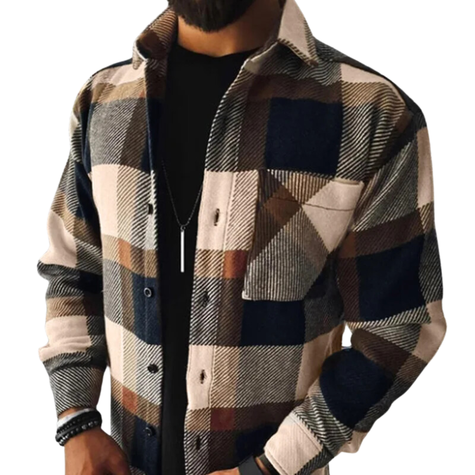 Men’s Plaid Jacket – Check Button-Up Shirt Jacket for Summer Weather