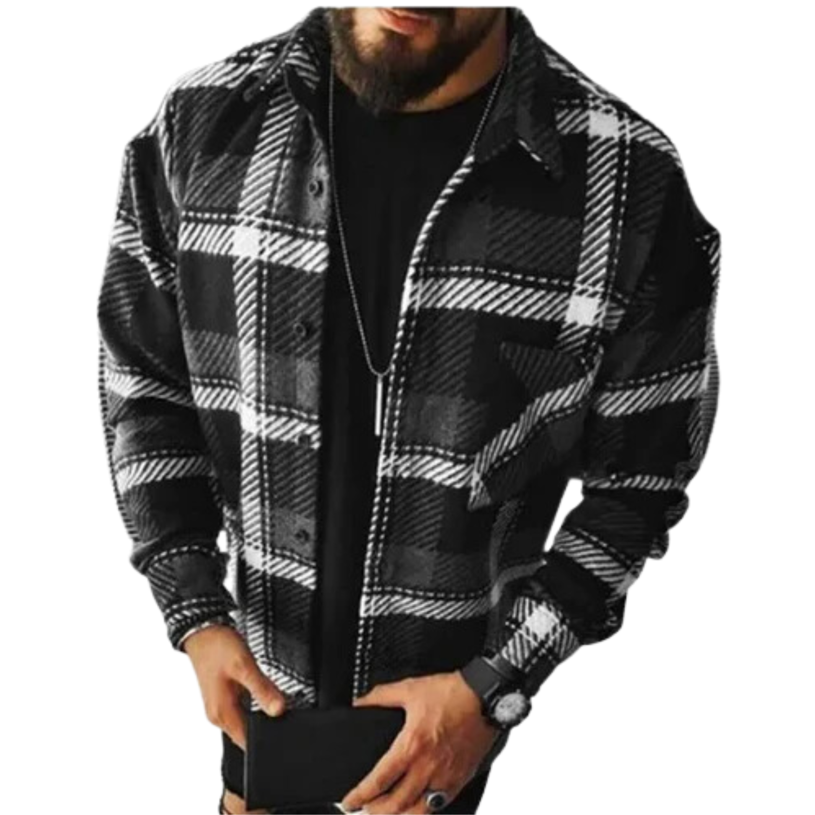 Men’s Plaid Jacket – Check Button-Up Shirt Jacket for Summer Weather